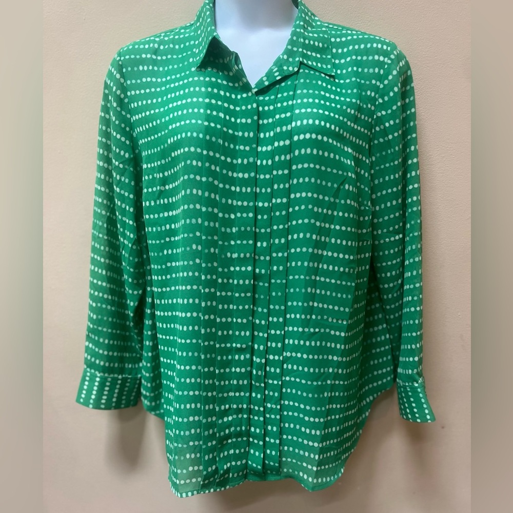 Coldwater Creek Green Polka Dot Women's Top Size 2x (20-22)